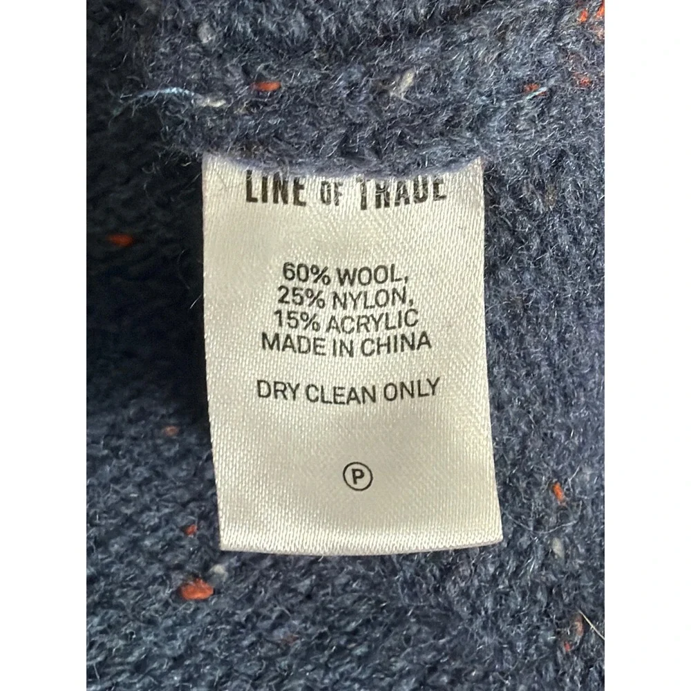 Line of‎ Trade Mens XL Blue Donegal Wool Blend Sweater Elbow Patches Crewneck